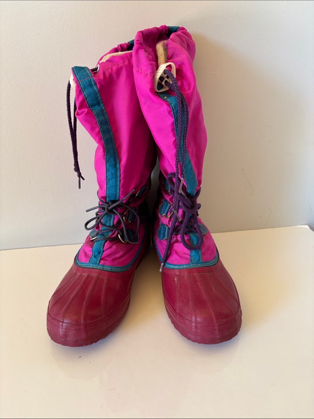 Vintage Sorel Magenta Pink Winter Snow Boots Waterproof Size 7.5-8 - Picture 3 of 13